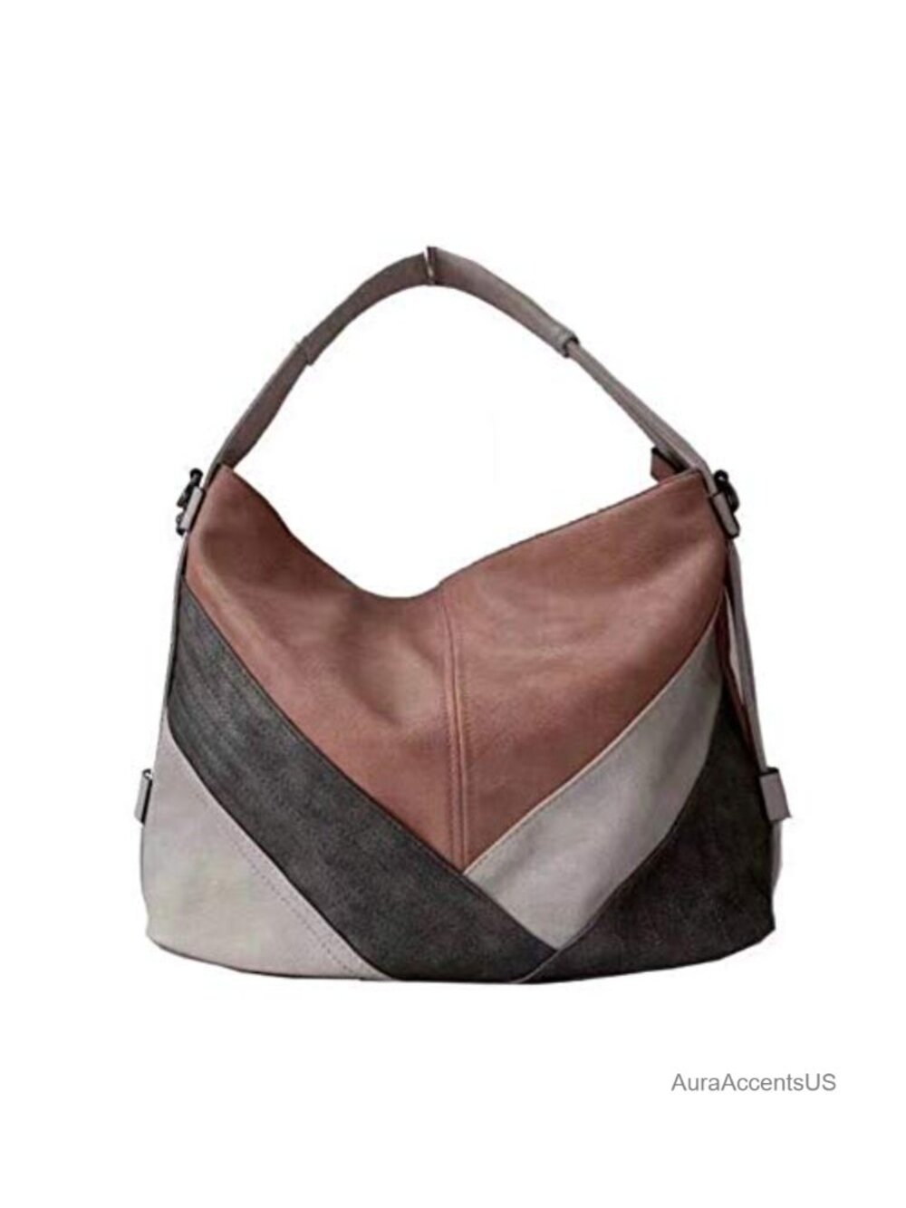 Patchwork Leather Hobo Bag Multicolor Shoulder Handbag with Strap